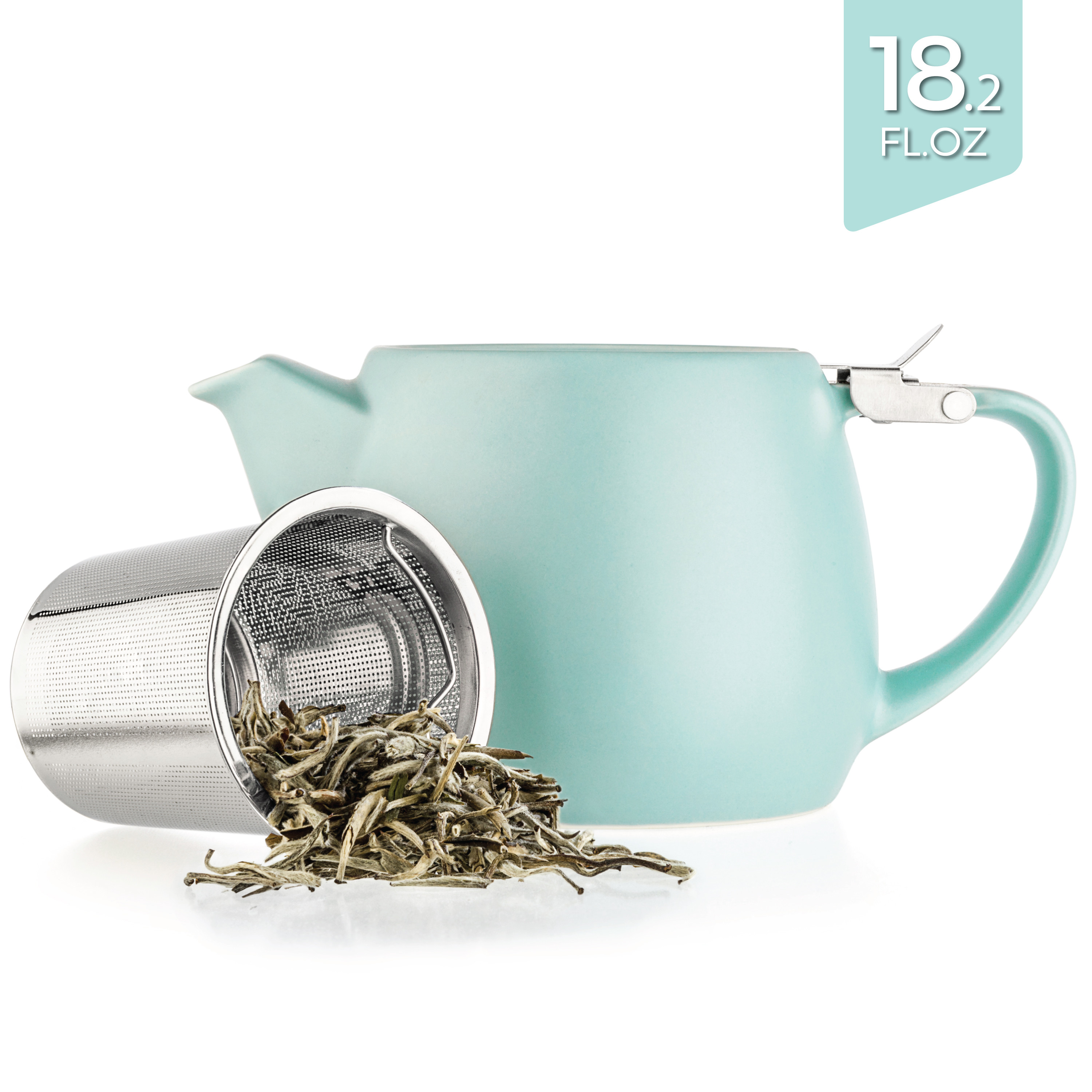 - Unique Finish 1-2 cups Pluto Porcelain Small Teapot Grey Stainless Steel Lid and Extra-Fine Infuser To Brew Loose Leaf Tea 540ml Tealyra 18.2-ounce
