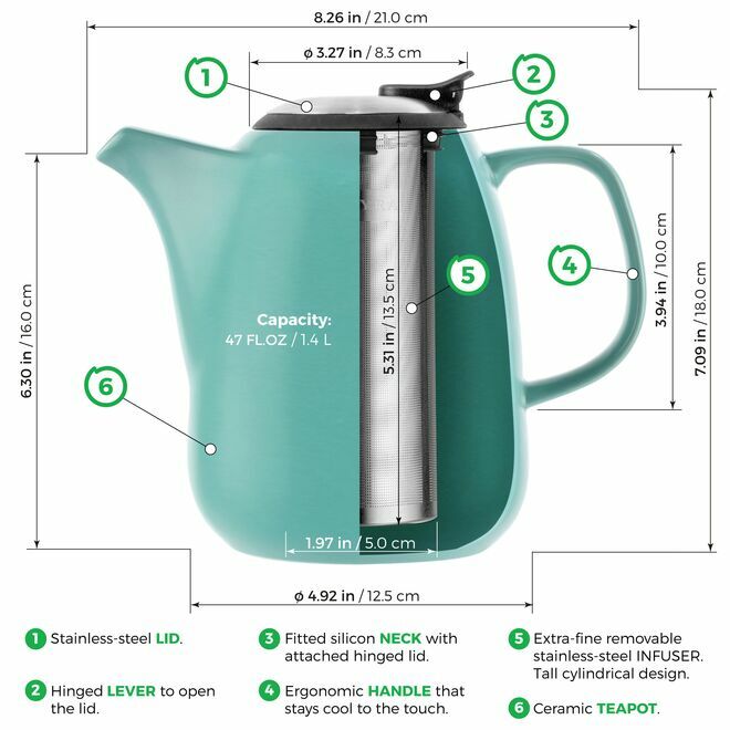 Daze Ceramic Teapot 47oz