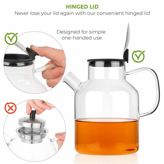 Große Teekanne & Wasserkocher aus Glas 74Oz