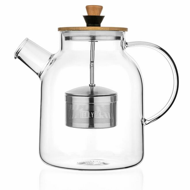 Teekanne & Wasserkocher aus Glas mit Teesieb 47Oz