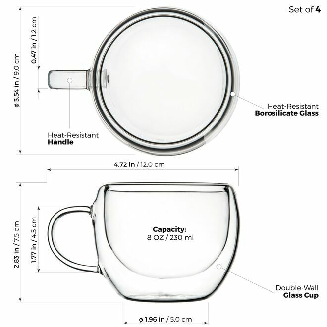 Juego de 4 vasos Universe de doble pared