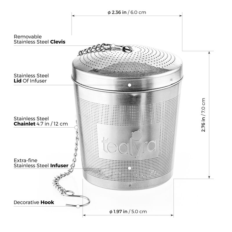 Tealyra Mesh Strainer Tea Infuser Ball Cups To Steep Loose Leaf Tea and Herbs Large Capacity and Perfect Size for Hanging in Teapots Mugs easyTEA